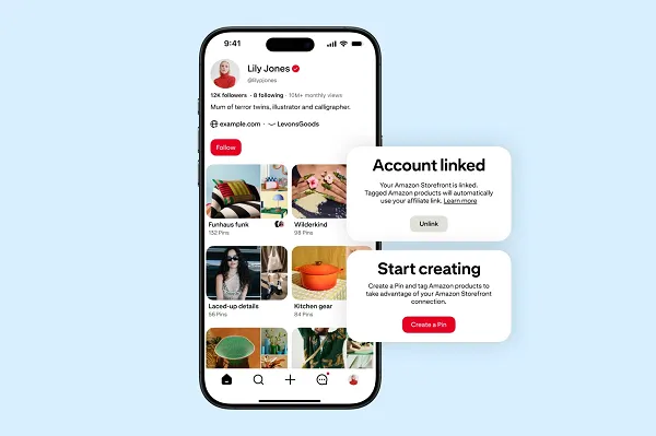 Pinterest 新增亚马逊店铺链接功能,助力联盟营销